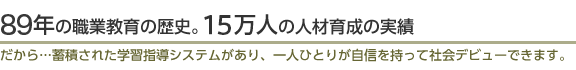 (1)84年の職業教育の歴史。10万人の人材育成の実績